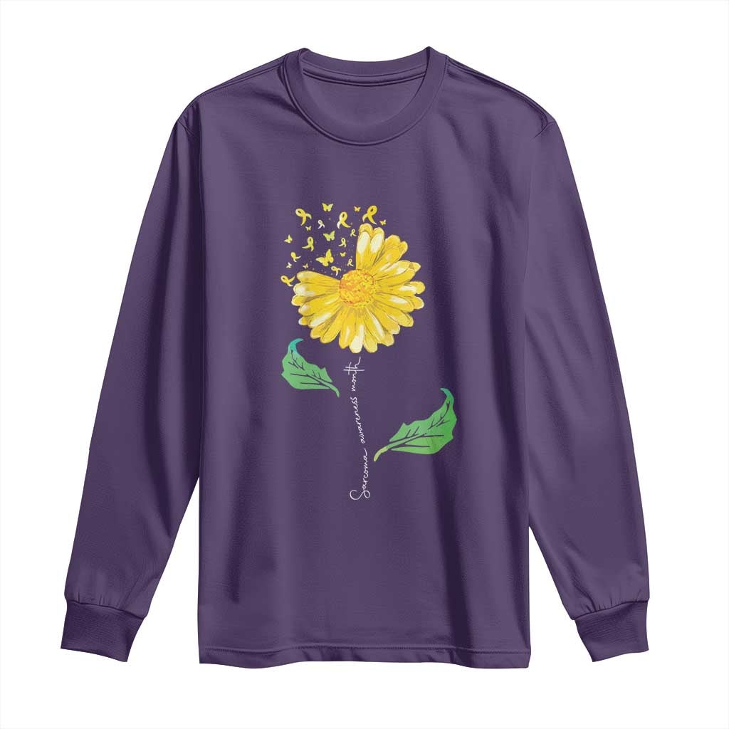 Sarcoma Support Long Sleeve Shirt Yellow Ribbon Flower
