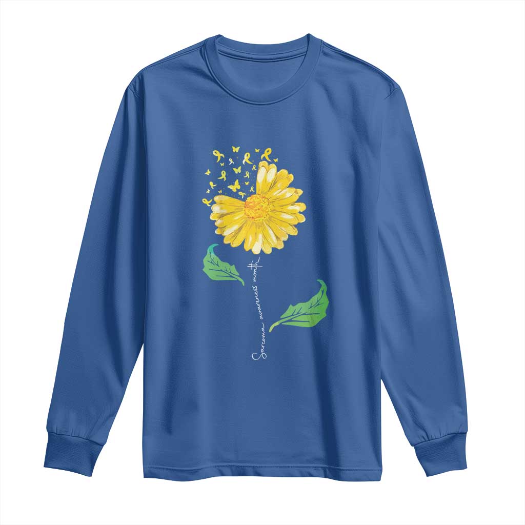 Sarcoma Support Long Sleeve Shirt Yellow Ribbon Flower