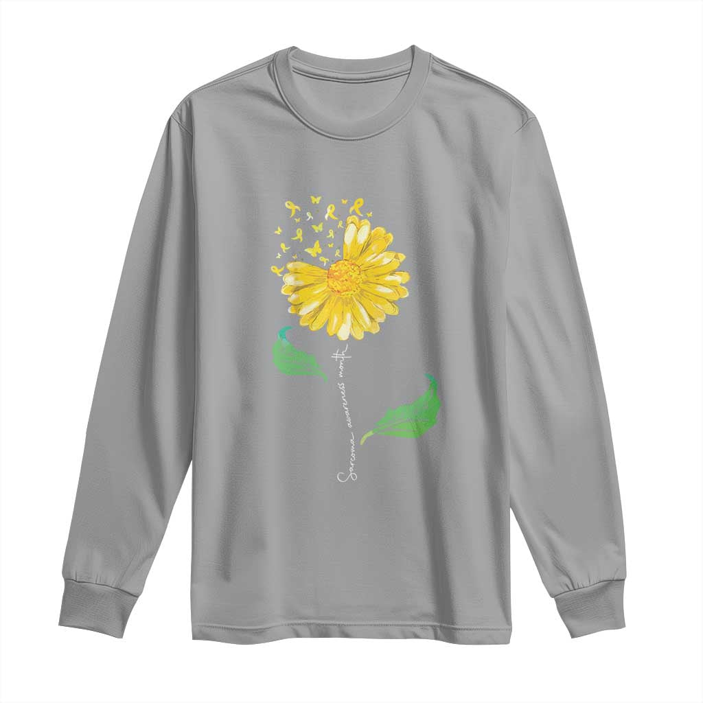 Sarcoma Support Long Sleeve Shirt Yellow Ribbon Flower
