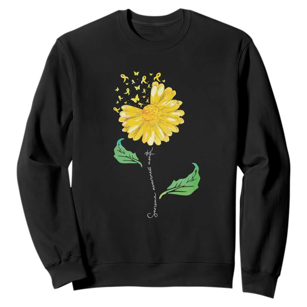 Sarcoma Support Sweatshirt Yellow Ribbon Flower