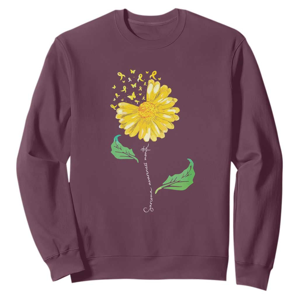 Sarcoma Support Sweatshirt Yellow Ribbon Flower