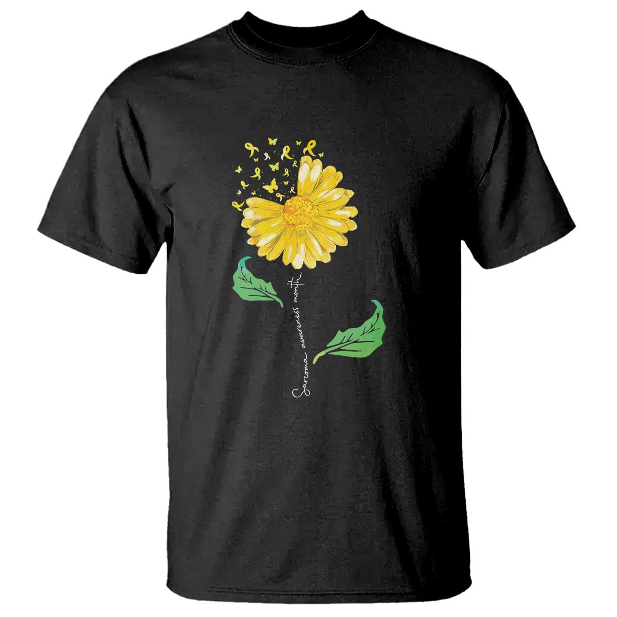 Sarcoma Support T Shirt Yellow Ribbon Flower