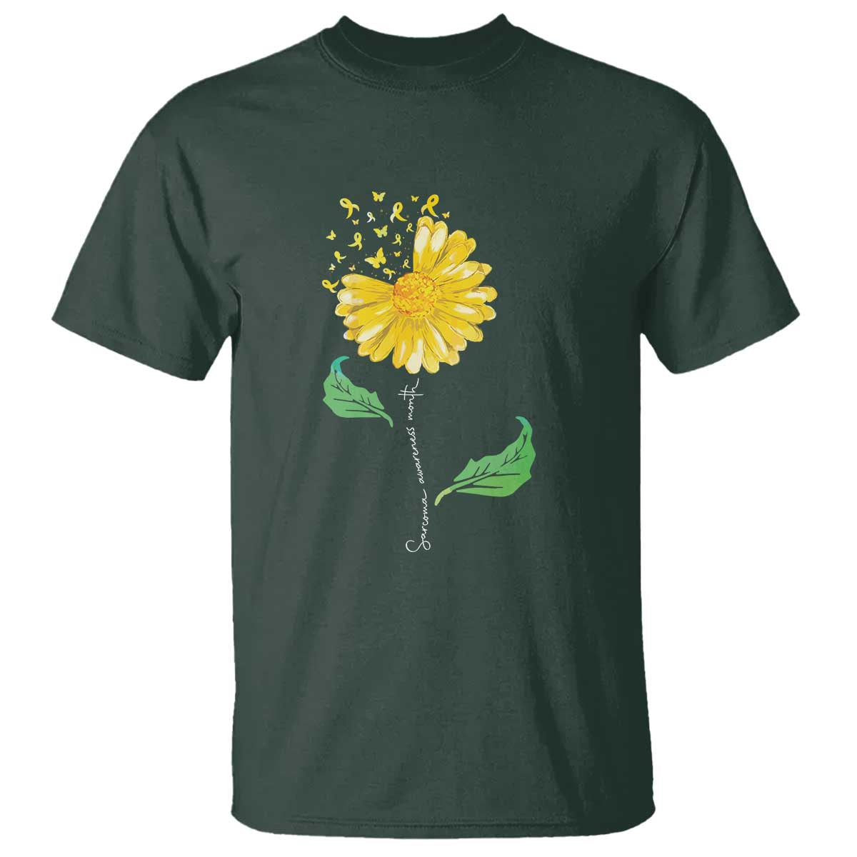 Sarcoma Support T Shirt Yellow Ribbon Flower