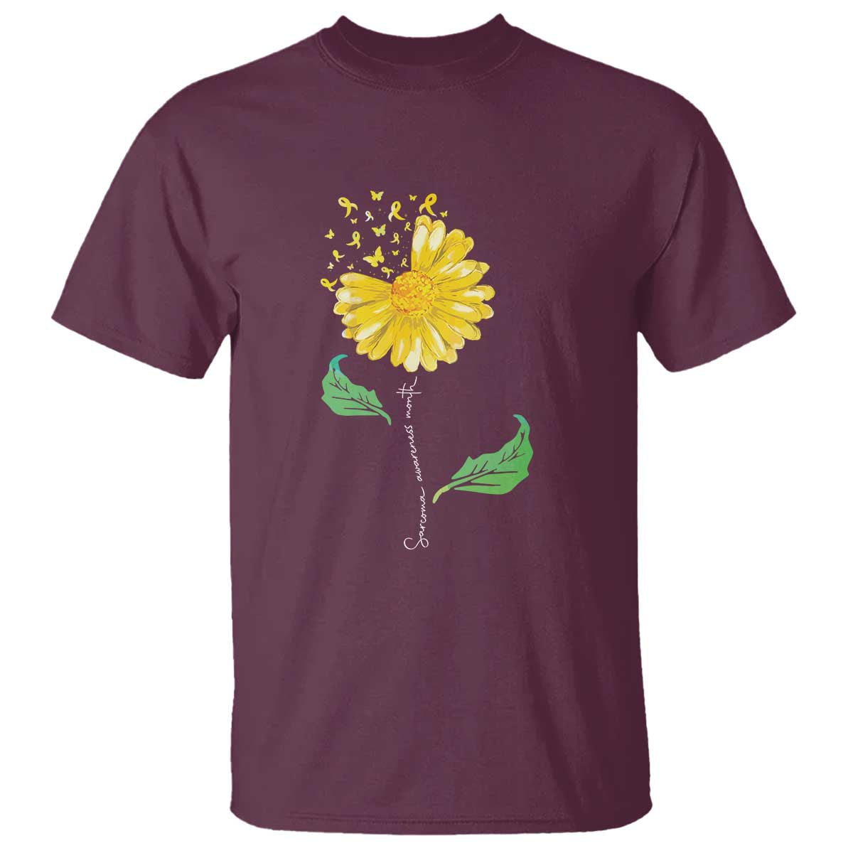 Sarcoma Support T Shirt Yellow Ribbon Flower