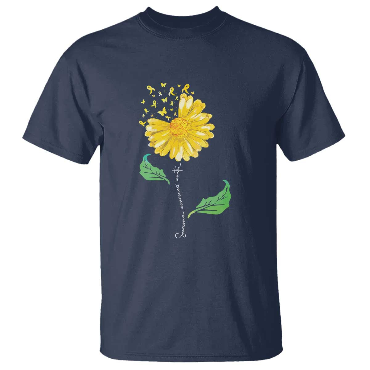 Sarcoma Support T Shirt Yellow Ribbon Flower