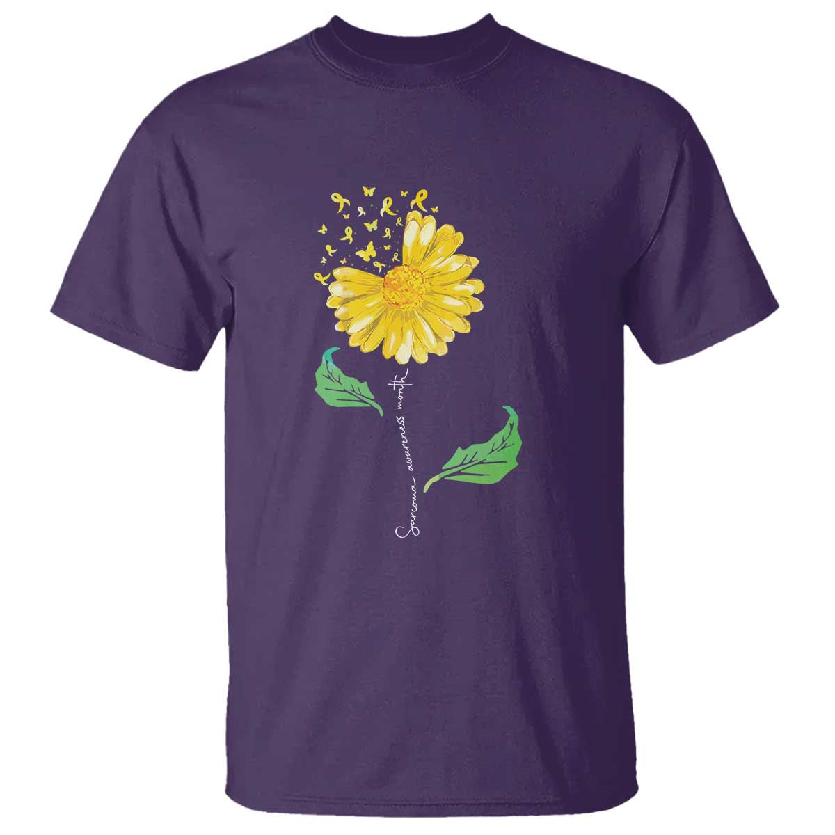 Sarcoma Support T Shirt Yellow Ribbon Flower