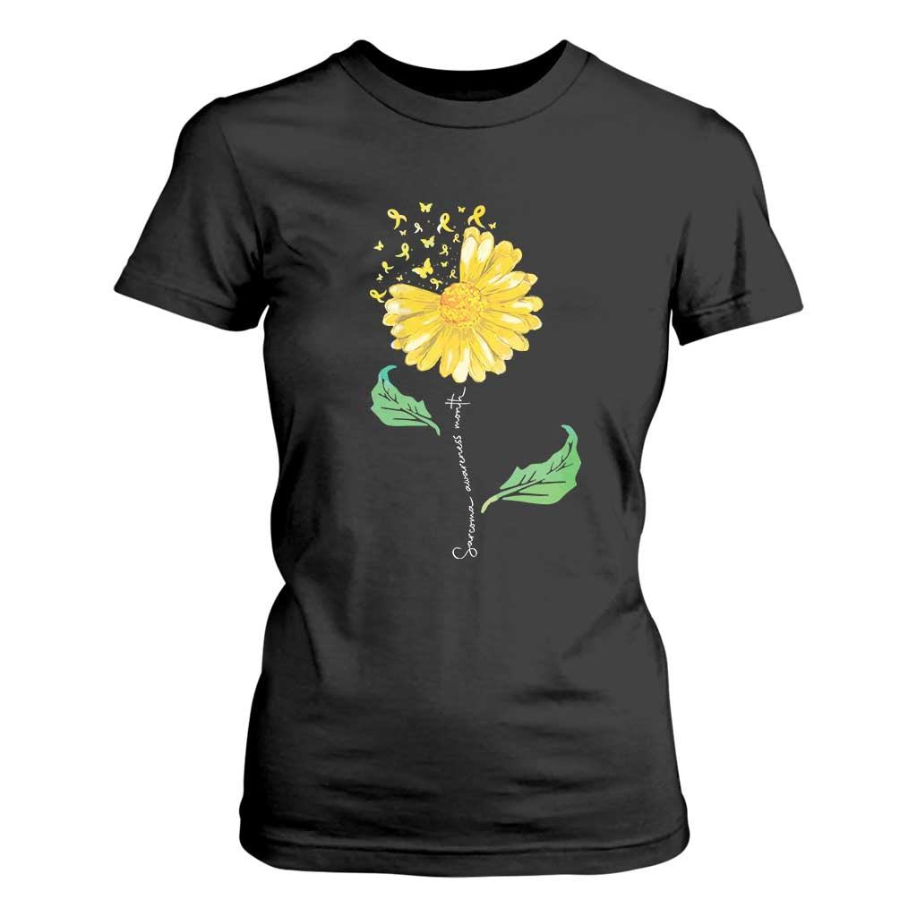 Sarcoma Support T Shirt For Women Yellow Ribbon Flower