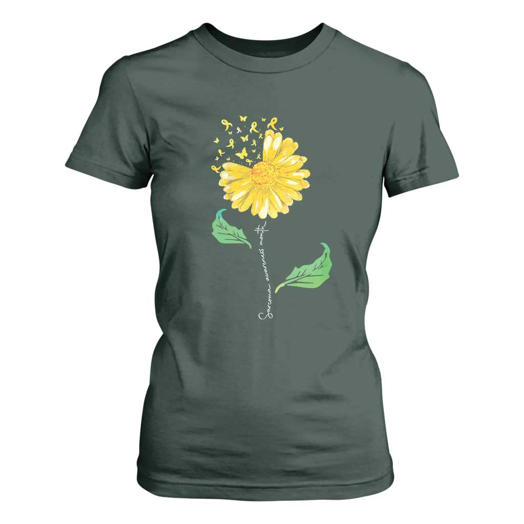 Sarcoma Support T Shirt For Women Yellow Ribbon Flower