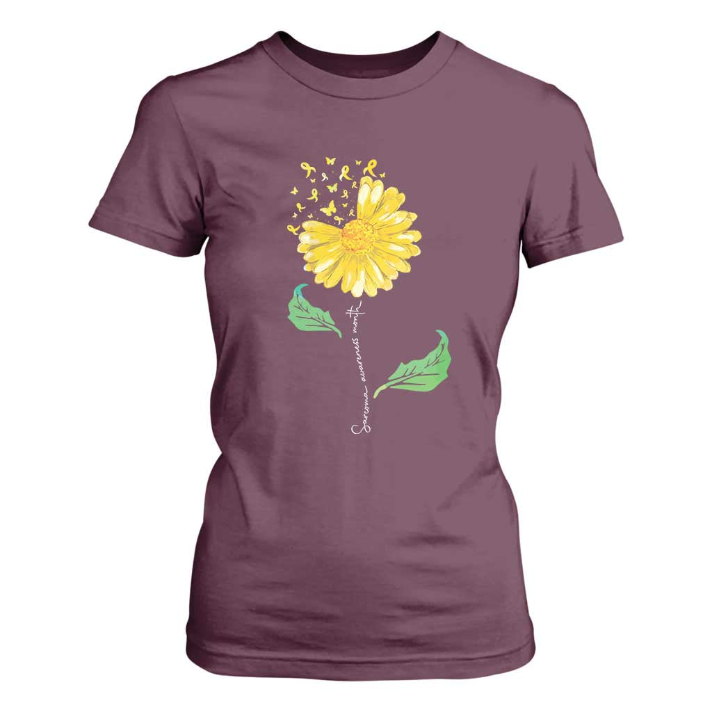 Sarcoma Support T Shirt For Women Yellow Ribbon Flower