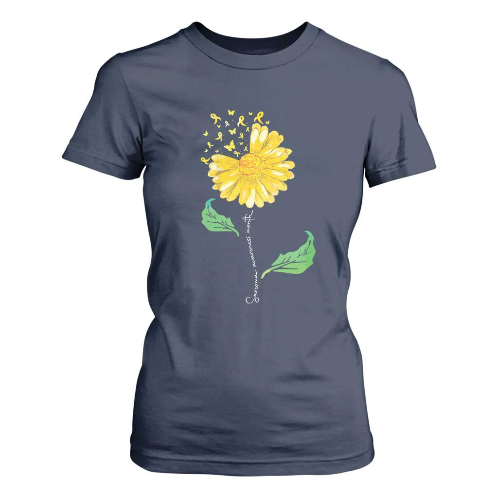 Sarcoma Support T Shirt For Women Yellow Ribbon Flower
