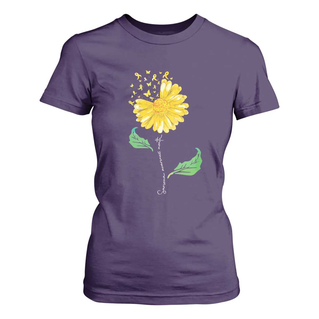 Sarcoma Support T Shirt For Women Yellow Ribbon Flower