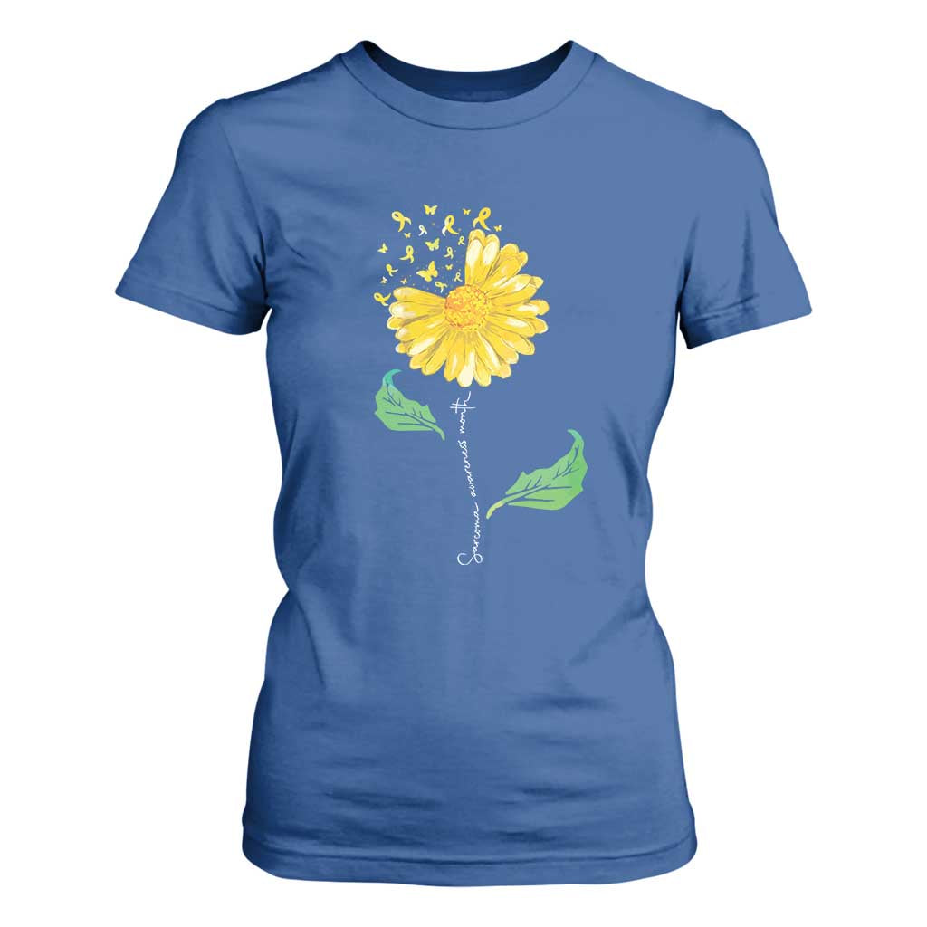 Sarcoma Support T Shirt For Women Yellow Ribbon Flower