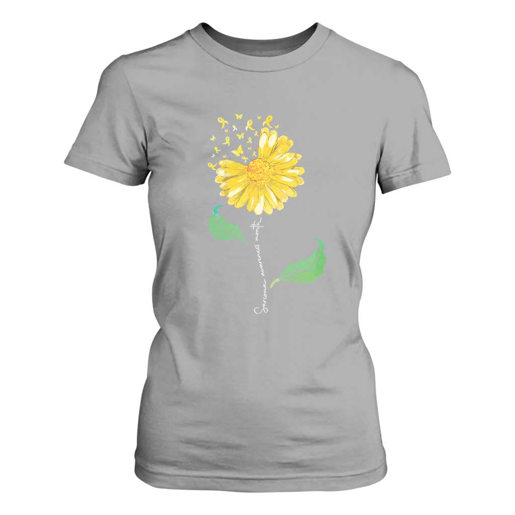 Sarcoma Support T Shirt For Women Yellow Ribbon Flower