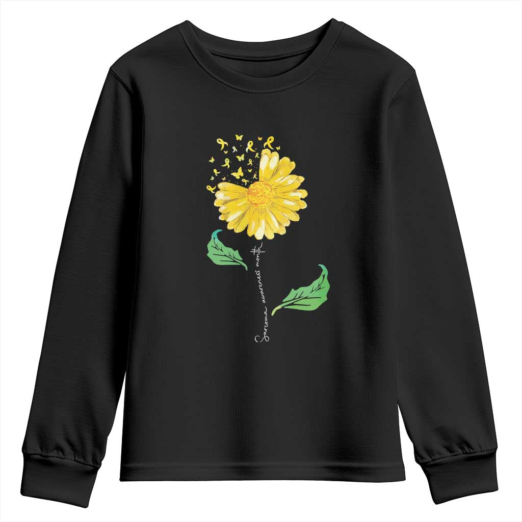 Sarcoma Support Youth Sweatshirt Yellow Ribbon Flower