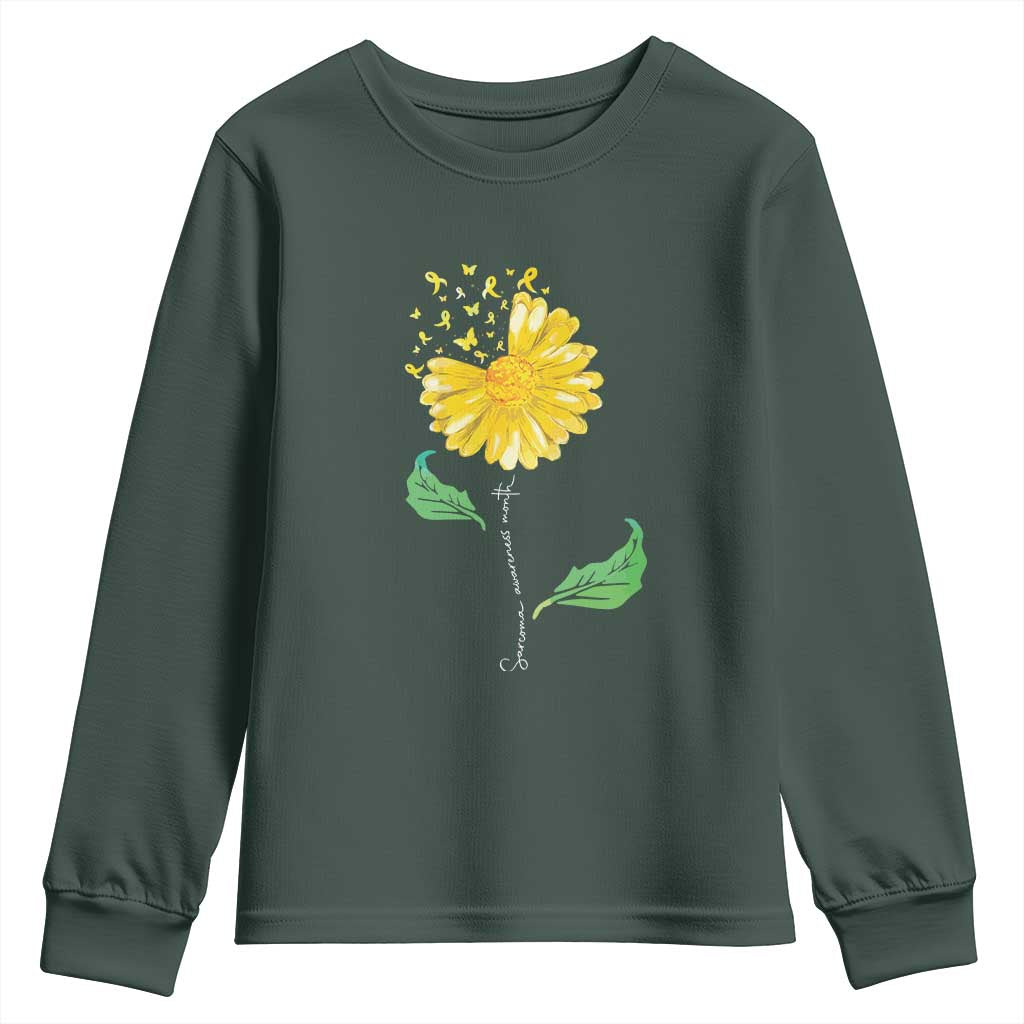 Sarcoma Support Youth Sweatshirt Yellow Ribbon Flower