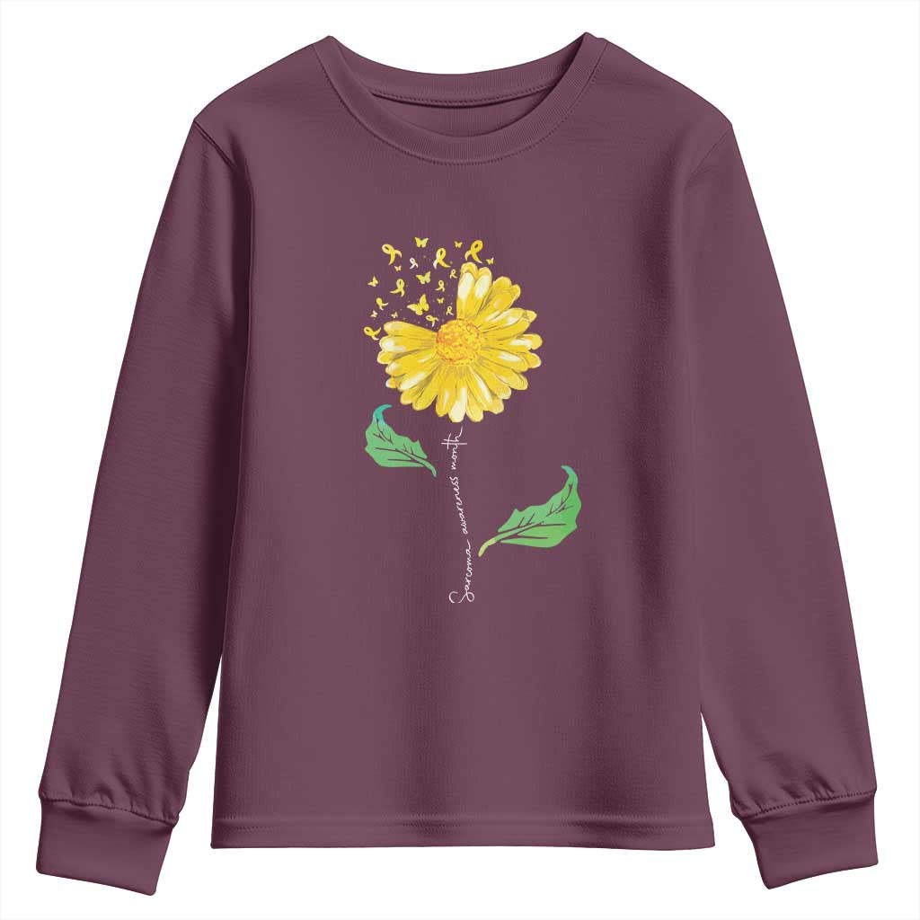 Sarcoma Support Youth Sweatshirt Yellow Ribbon Flower