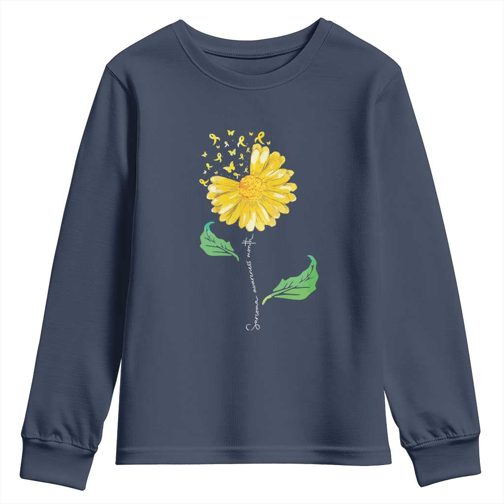 Sarcoma Support Youth Sweatshirt Yellow Ribbon Flower
