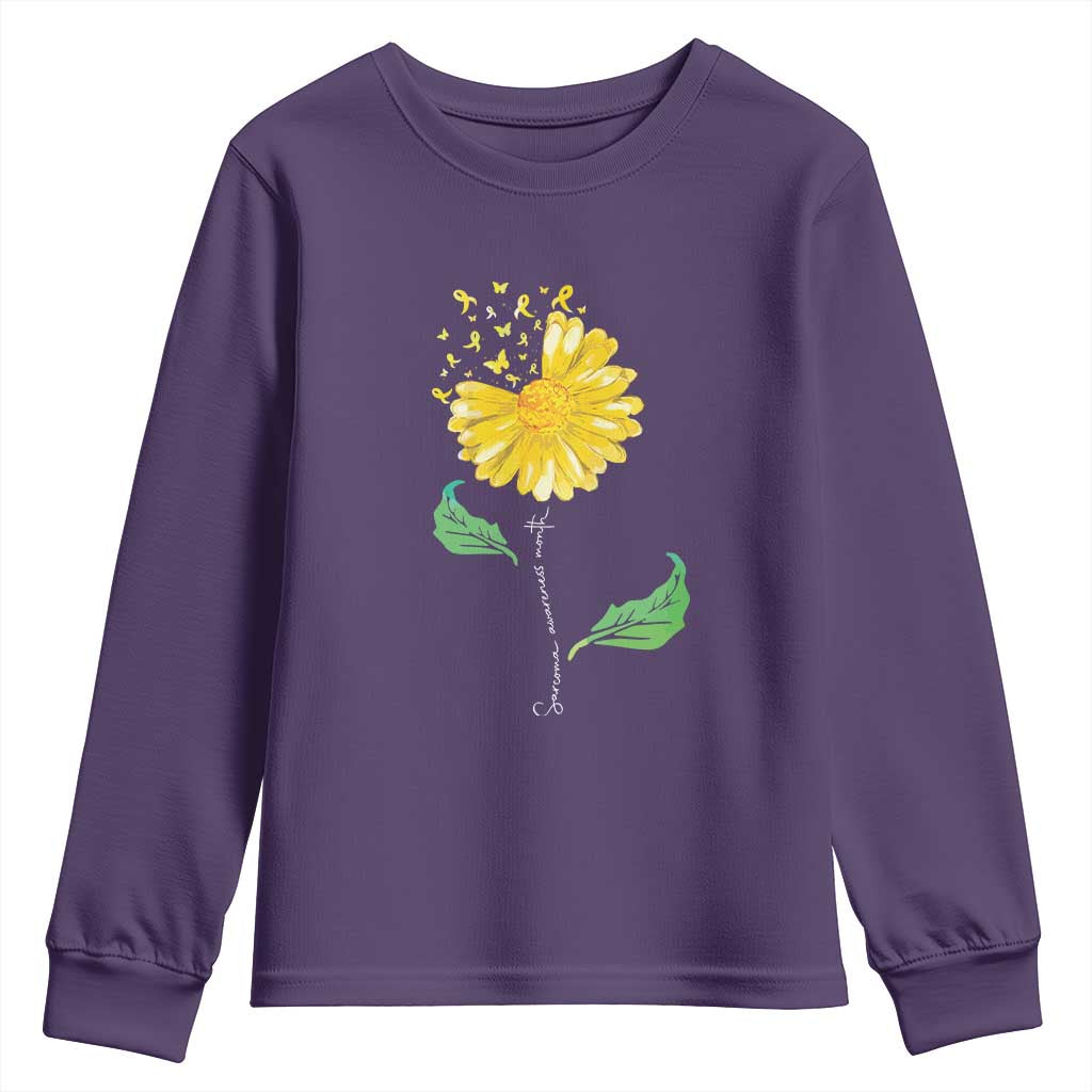 Sarcoma Support Youth Sweatshirt Yellow Ribbon Flower