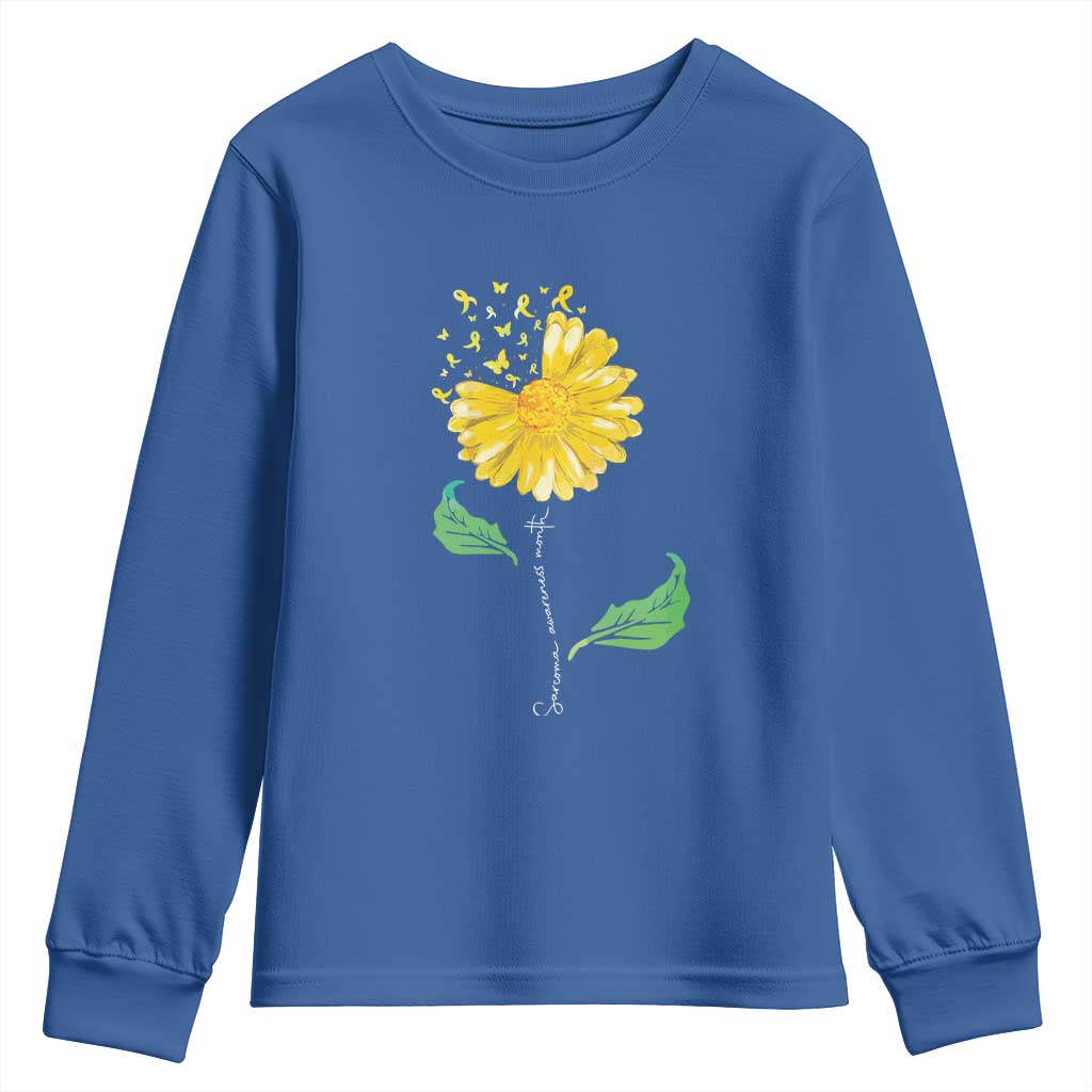 Sarcoma Support Youth Sweatshirt Yellow Ribbon Flower