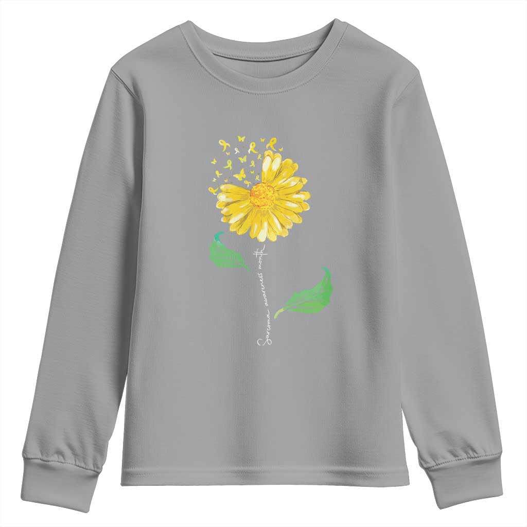 Sarcoma Support Youth Sweatshirt Yellow Ribbon Flower