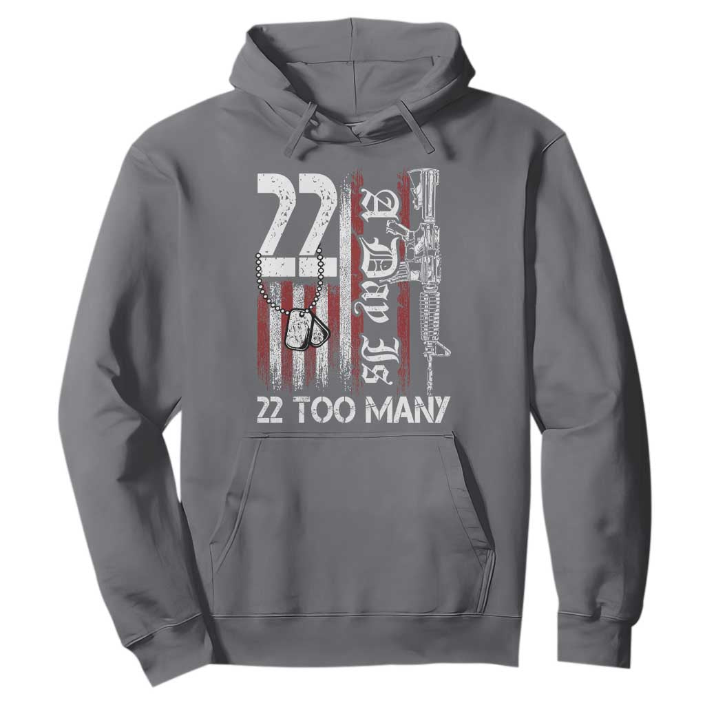 PTSD Veteran Suicide Prevention Hoodie 22 A Day Is Too Many Vintage American Flag