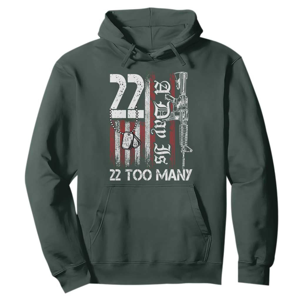 PTSD Veteran Suicide Prevention Hoodie 22 A Day Is Too Many Vintage American Flag