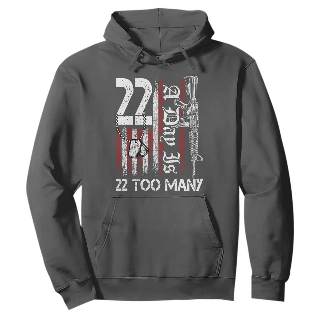 PTSD Veteran Suicide Prevention Hoodie 22 A Day Is Too Many Vintage American Flag