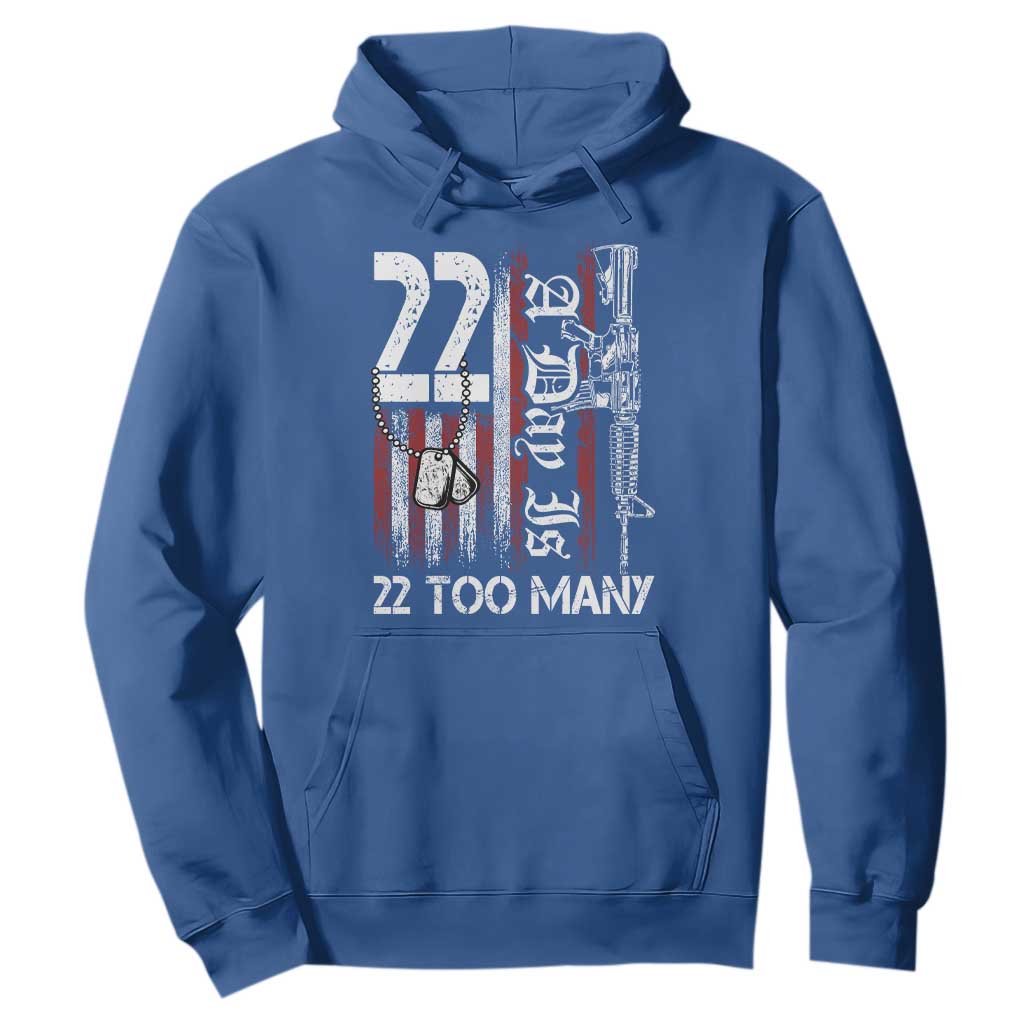 PTSD Veteran Suicide Prevention Hoodie 22 A Day Is Too Many Vintage American Flag