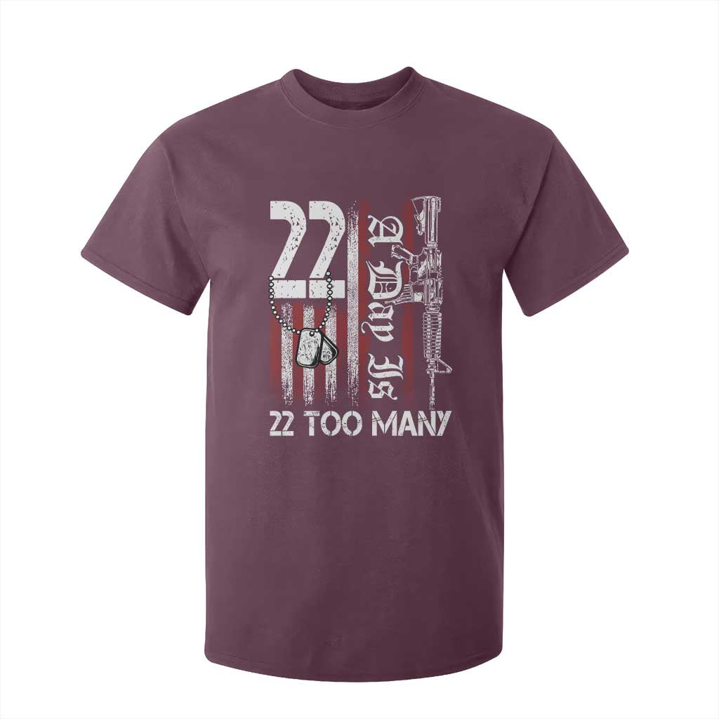 PTSD Veteran Suicide Prevention T Shirt For Kid 22 A Day Is Too Many Vintage American Flag
