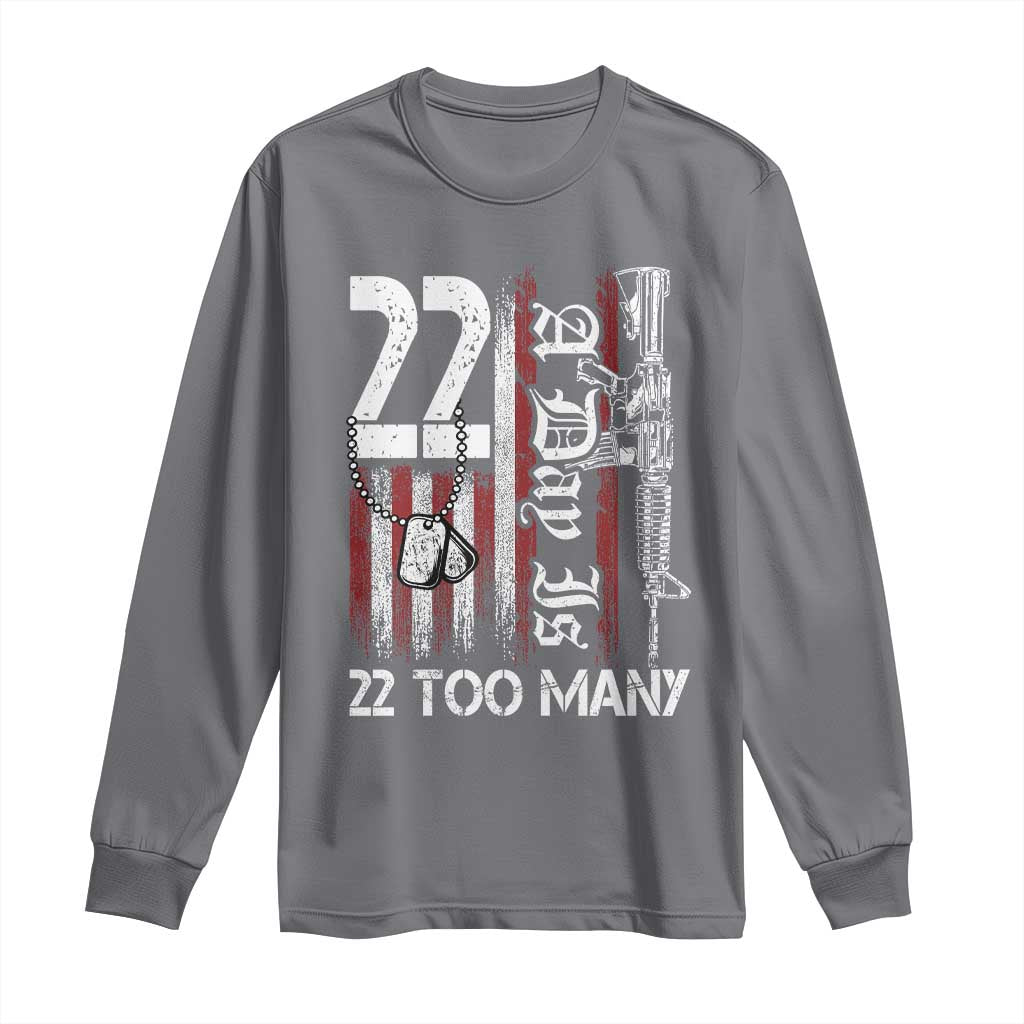 PTSD Veteran Suicide Prevention Long Sleeve Shirt 22 A Day Is Too Many Vintage American Flag