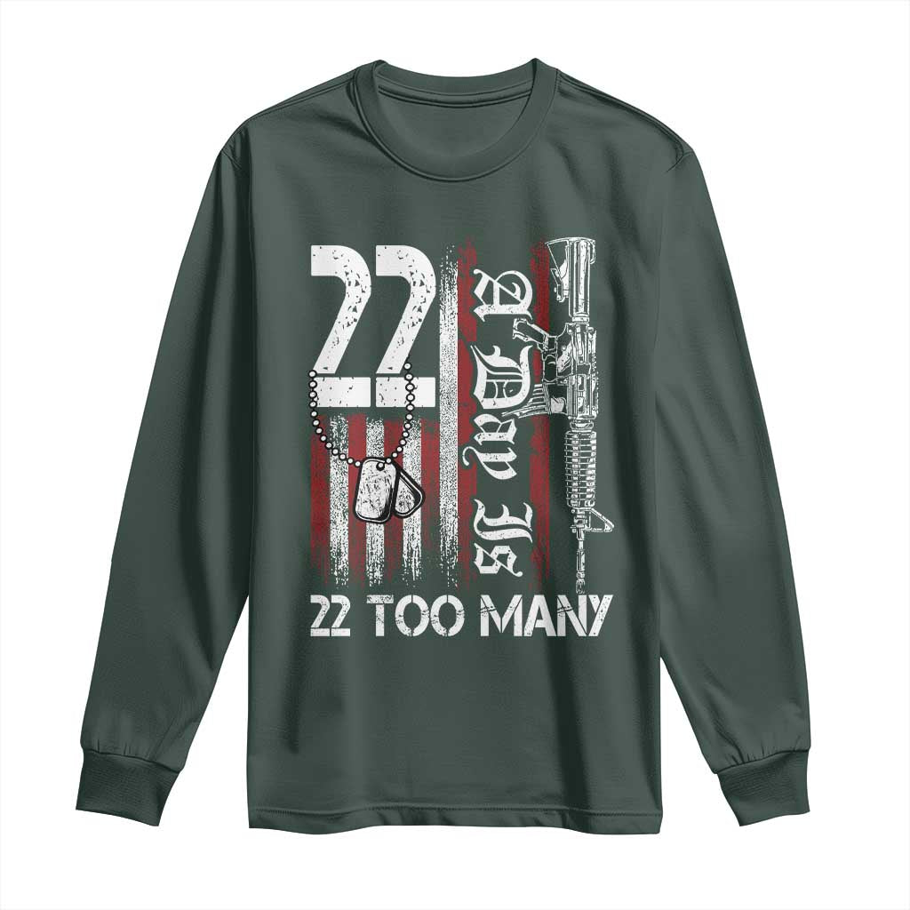 PTSD Veteran Suicide Prevention Long Sleeve Shirt 22 A Day Is Too Many Vintage American Flag