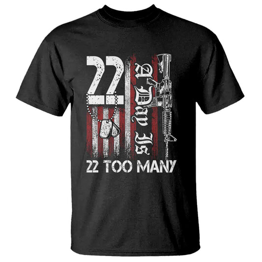 PTSD Veteran Suicide Prevention T Shirt 22 A Day Is Too Many Vintage American Flag