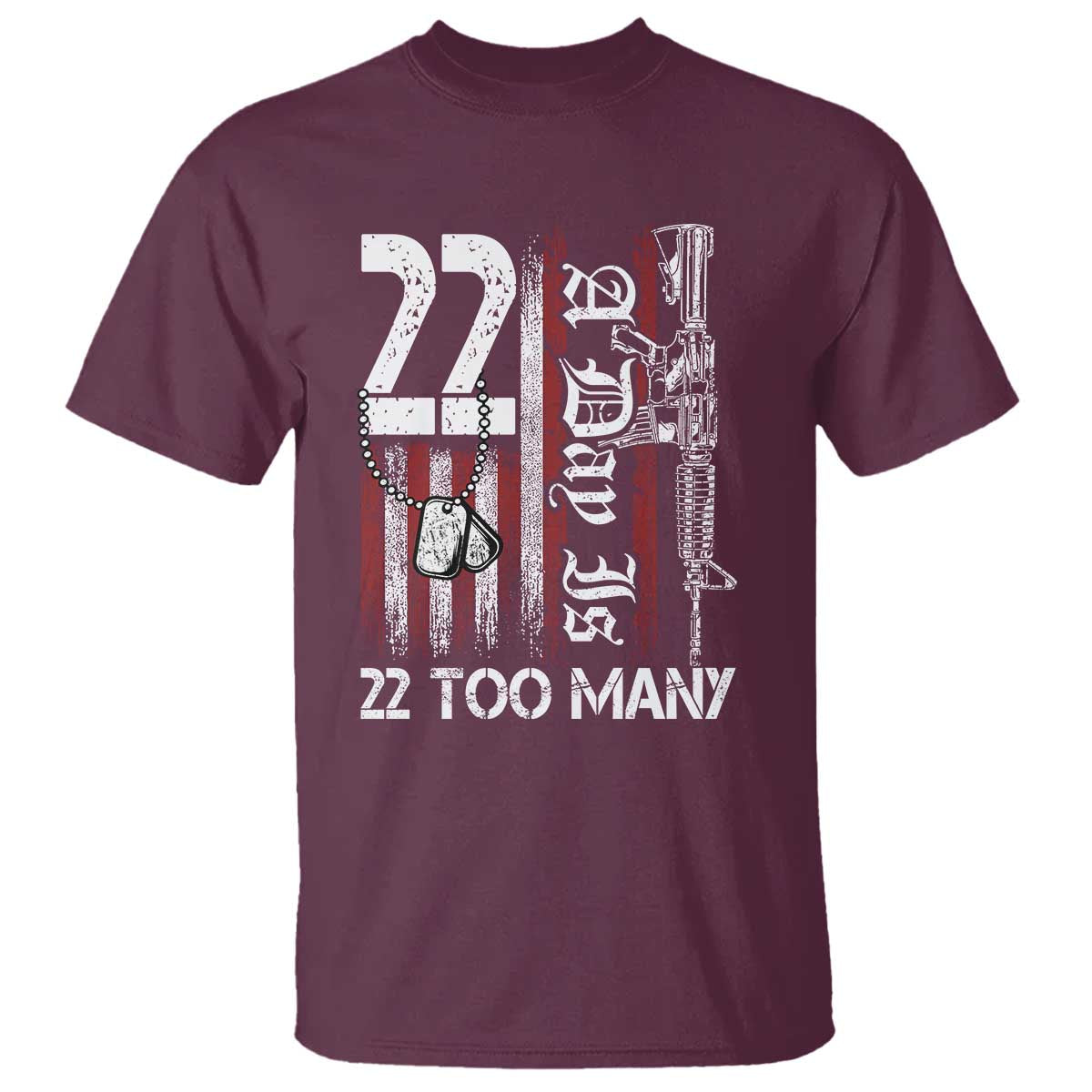 PTSD Veteran Suicide Prevention T Shirt 22 A Day Is Too Many Vintage American Flag