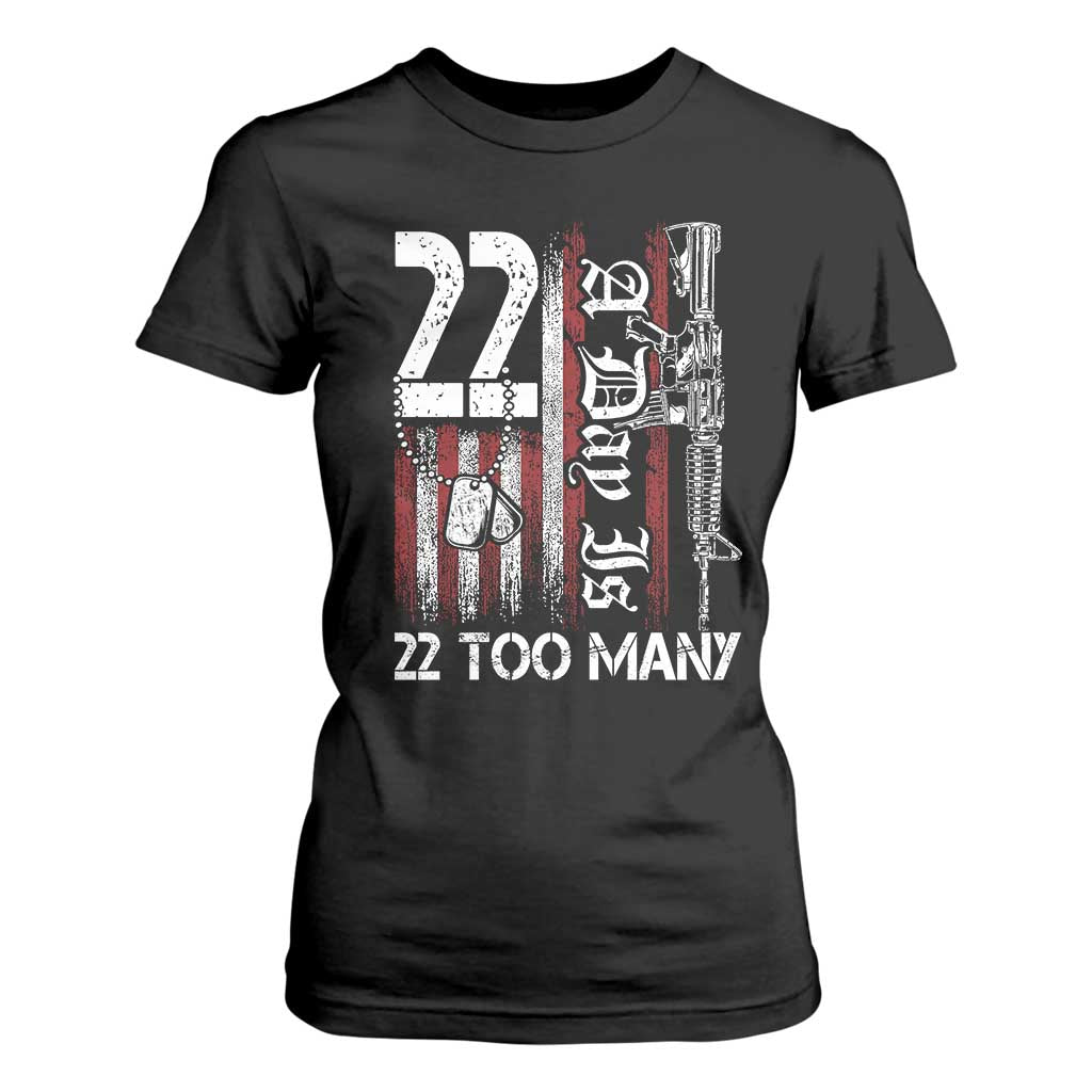PTSD Veteran Suicide Prevention T Shirt For Women 22 A Day Is Too Many Vintage American Flag