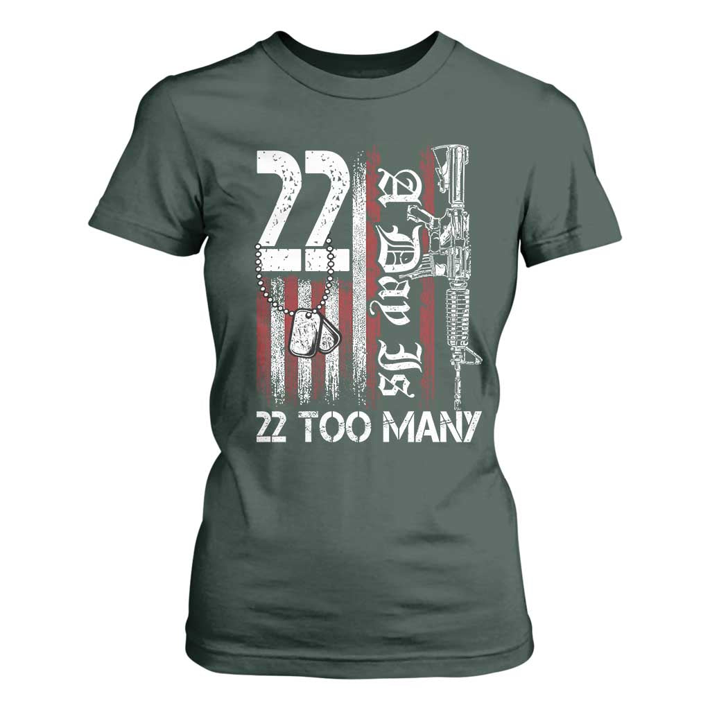 PTSD Veteran Suicide Prevention T Shirt For Women 22 A Day Is Too Many Vintage American Flag