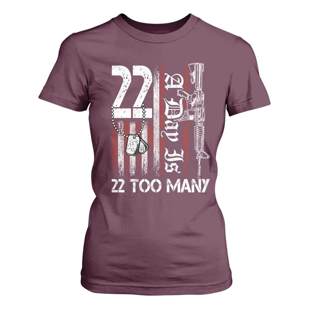 PTSD Veteran Suicide Prevention T Shirt For Women 22 A Day Is Too Many Vintage American Flag