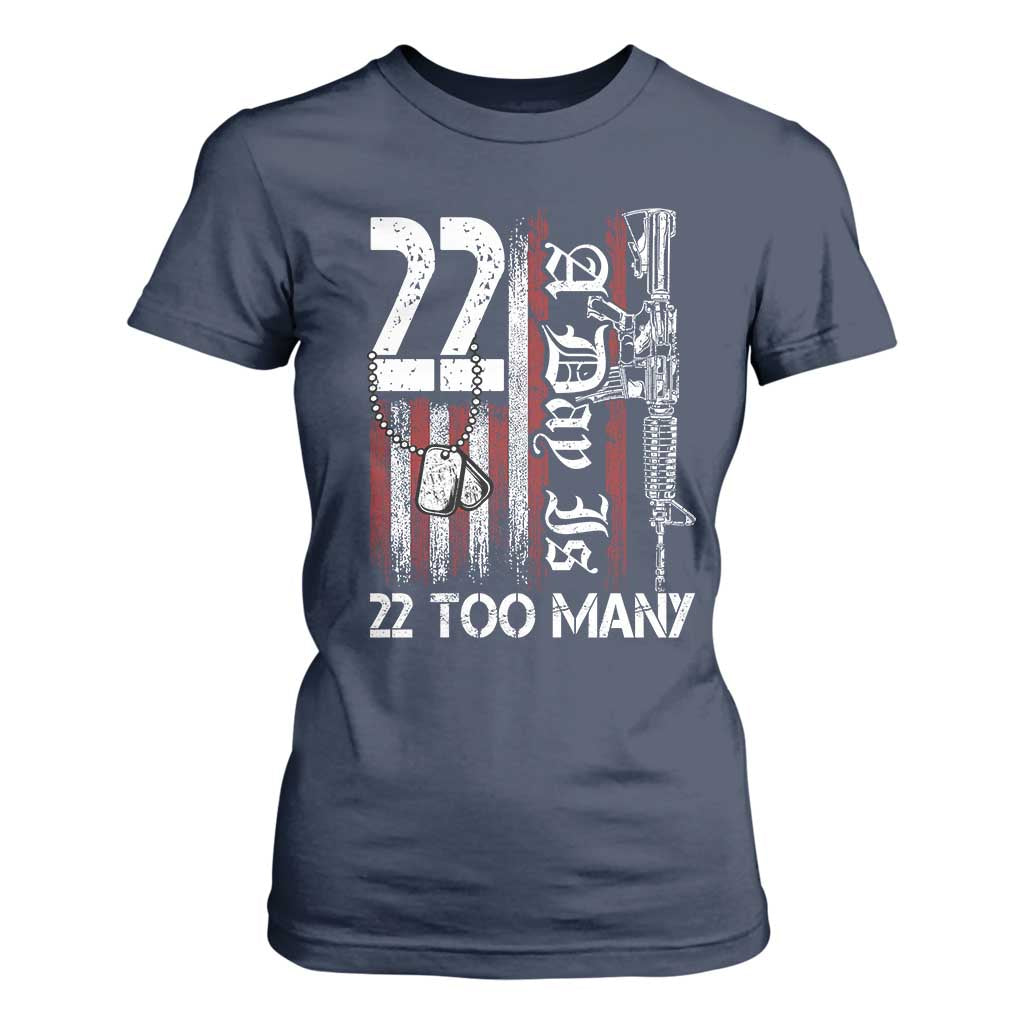 PTSD Veteran Suicide Prevention T Shirt For Women 22 A Day Is Too Many Vintage American Flag