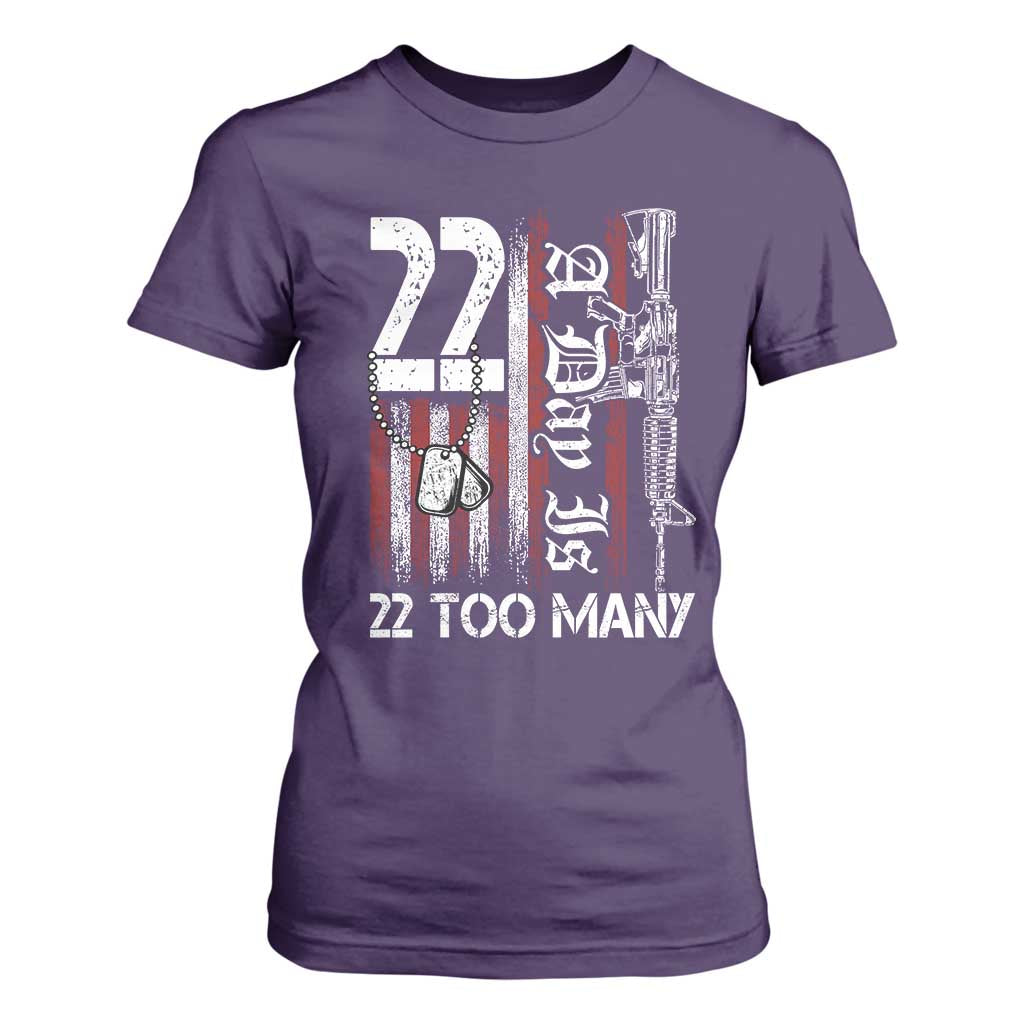PTSD Veteran Suicide Prevention T Shirt For Women 22 A Day Is Too Many Vintage American Flag