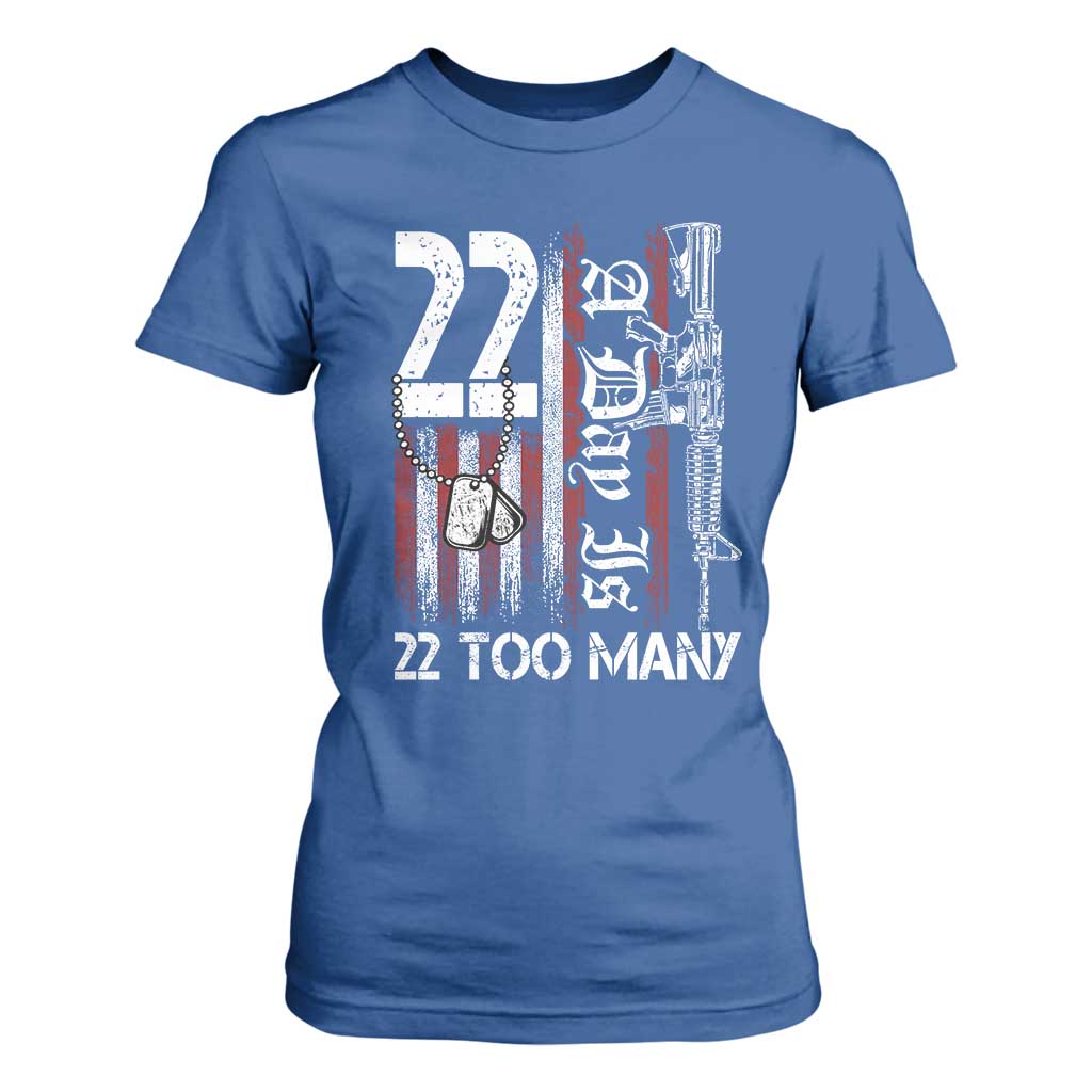 PTSD Veteran Suicide Prevention T Shirt For Women 22 A Day Is Too Many Vintage American Flag