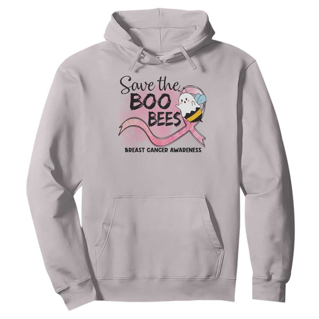 Funny Breast Cancer Support Halloween Hoodie Save The Boobees Ghost Bee Pink Ribbon