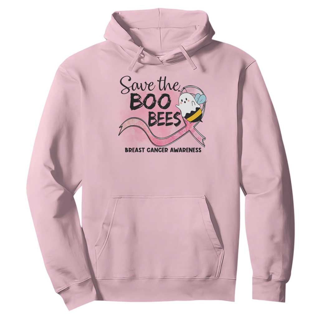 Funny Breast Cancer Support Halloween Hoodie Save The Boobees Ghost Bee Pink Ribbon
