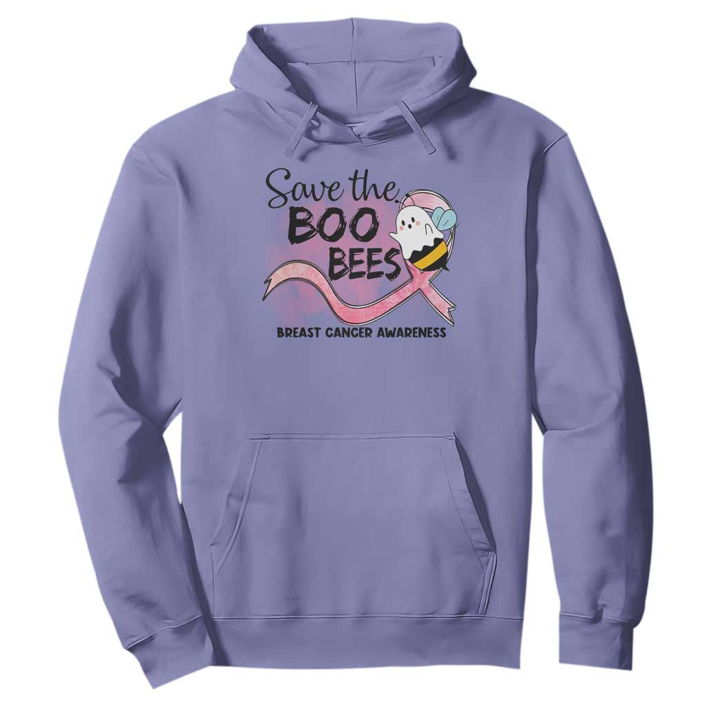 Funny Breast Cancer Support Halloween Hoodie Save The Boobees Ghost Bee Pink Ribbon
