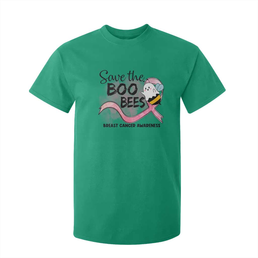 Funny Breast Cancer Support Halloween T Shirt For Kid Save The Boobees Ghost Bee Pink Ribbon