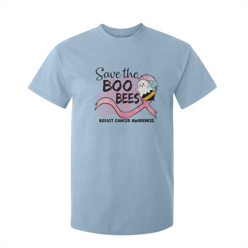 Funny Breast Cancer Support Halloween T Shirt For Kid Save The Boobees Ghost Bee Pink Ribbon