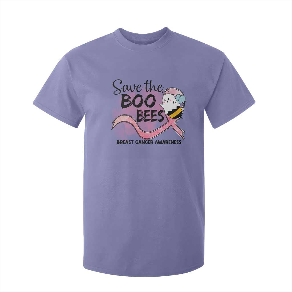 Funny Breast Cancer Support Halloween T Shirt For Kid Save The Boobees Ghost Bee Pink Ribbon