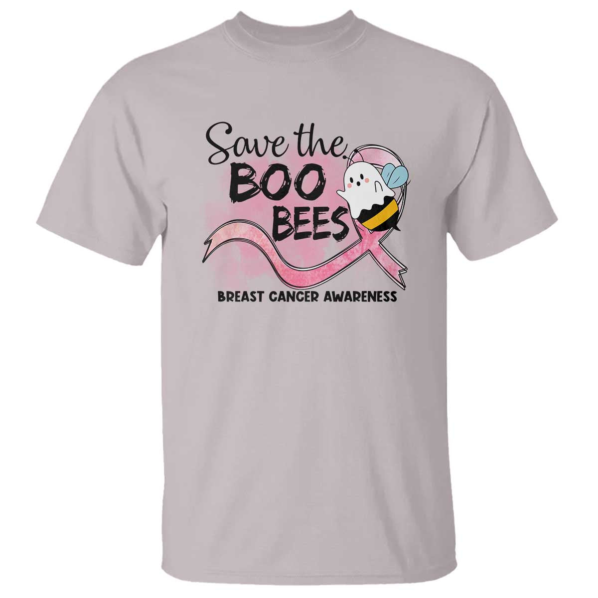 Funny Breast Cancer Support Halloween T Shirt Save The Boobees Ghost Bee Pink Ribbon