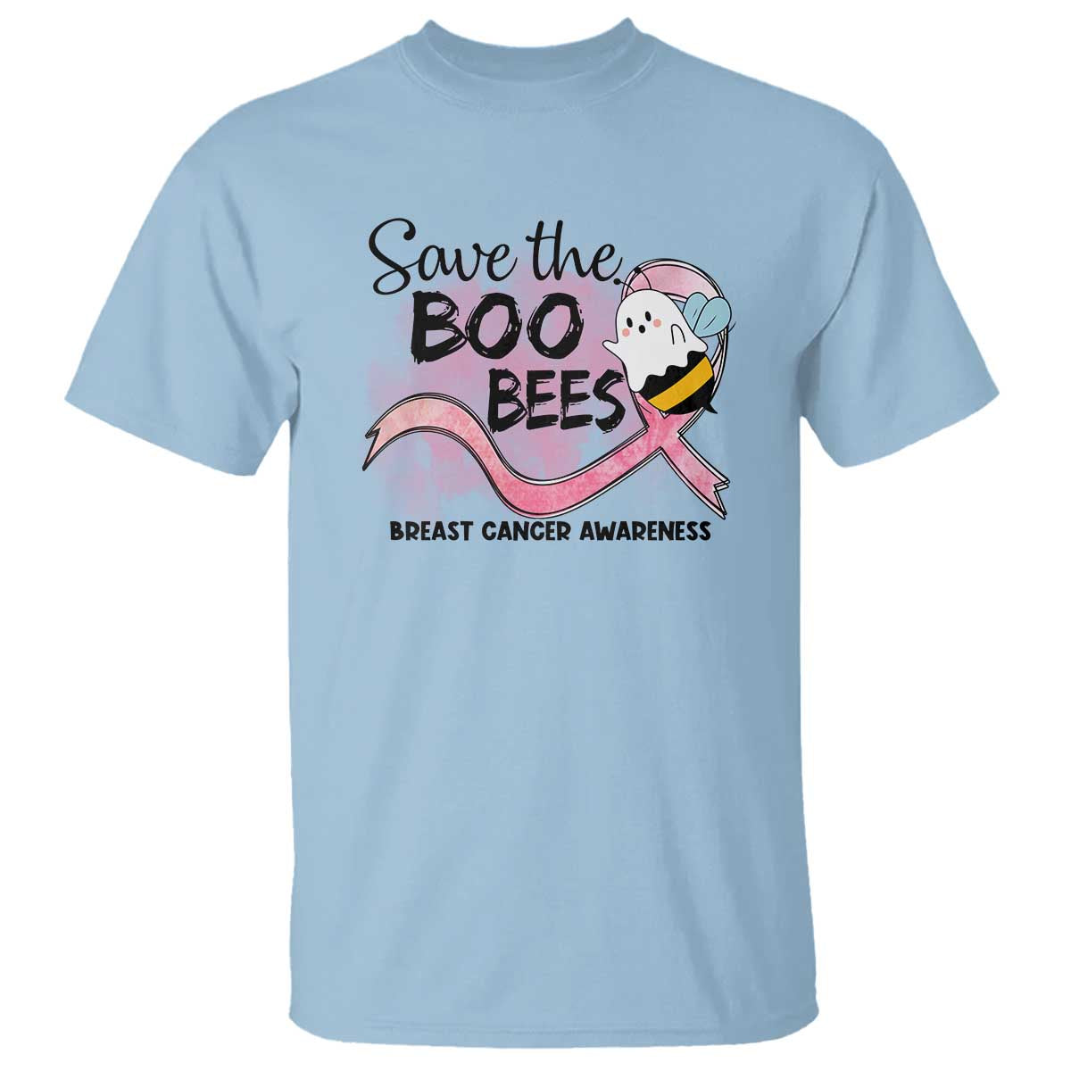 Funny Breast Cancer Support Halloween T Shirt Save The Boobees Ghost Bee Pink Ribbon