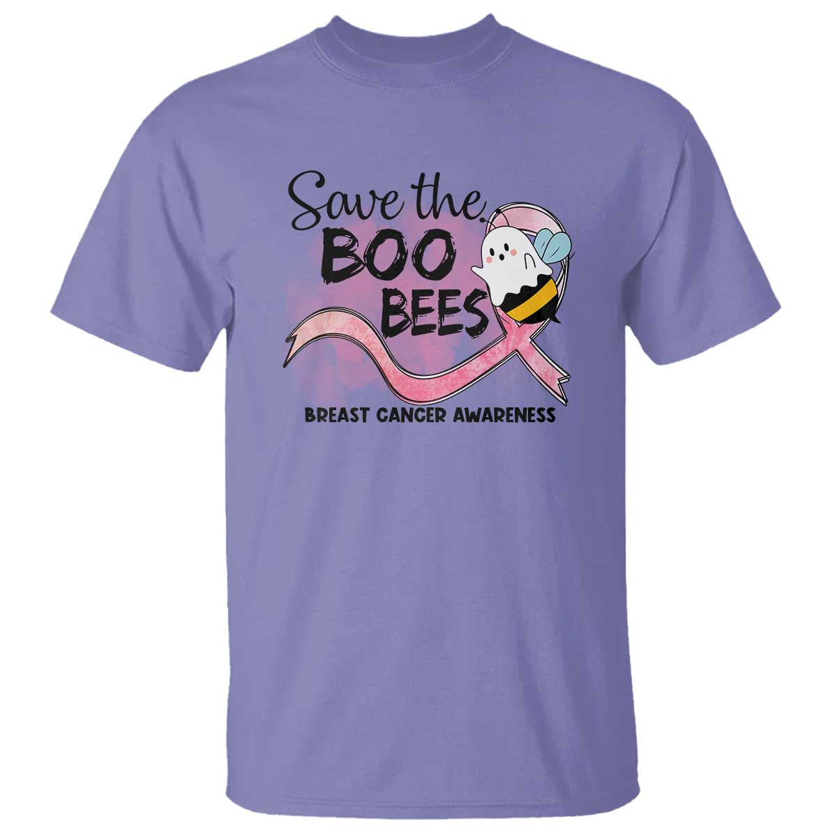 Funny Breast Cancer Support Halloween T Shirt Save The Boobees Ghost Bee Pink Ribbon