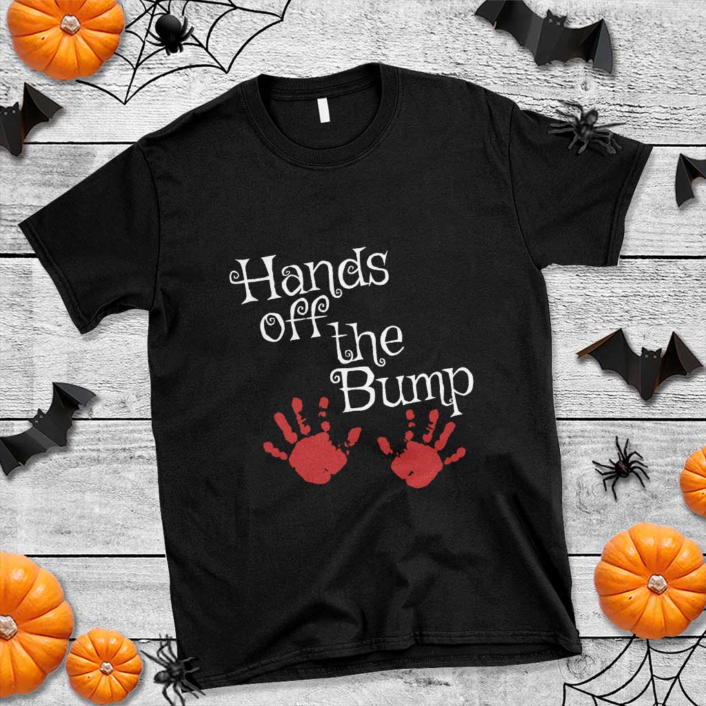 pregnancy-announcement-t-shirt-hands-off-the-bump-halloween-pregnant-red-baby-handprint