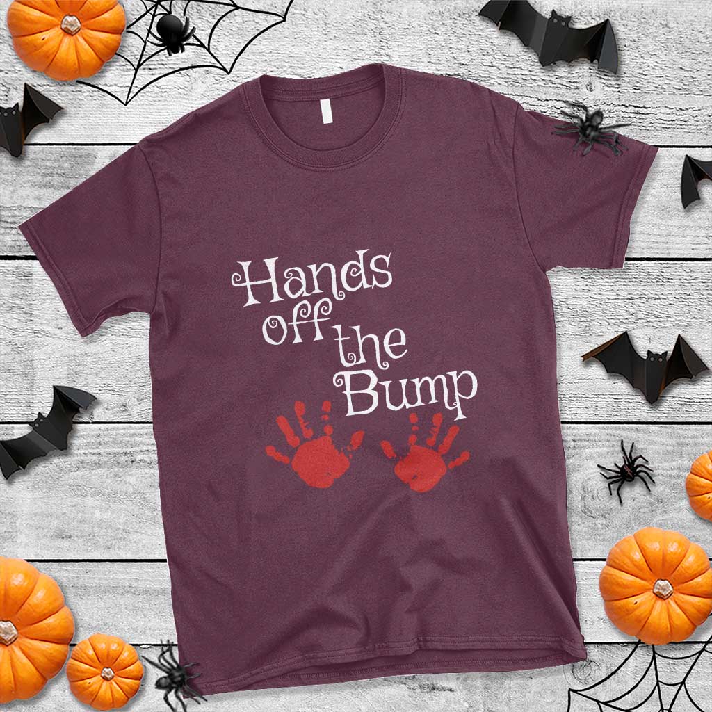 pregnancy-announcement-t-shirt-hands-off-the-bump-halloween-pregnant-red-baby-handprint